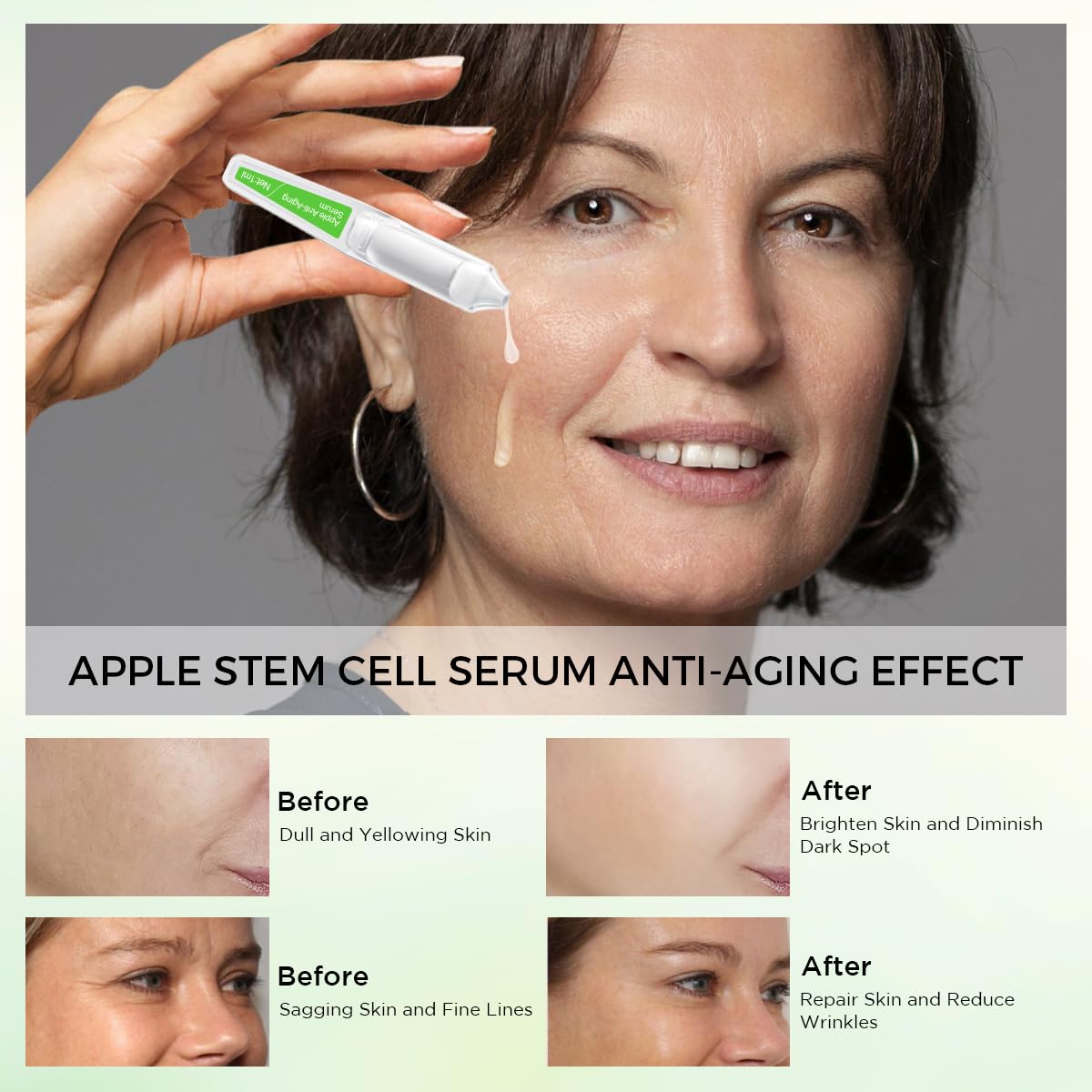 BACHERI Hydrating & Anti-Aging Ampoules Serum - Apple Stem Cell & Tremella Mushroom Extract and Collagen - Deep Hydration, Anti-Wrinkle, Skin Firming & Revitalizing, For All Skin Types, 30 Pcs/Box