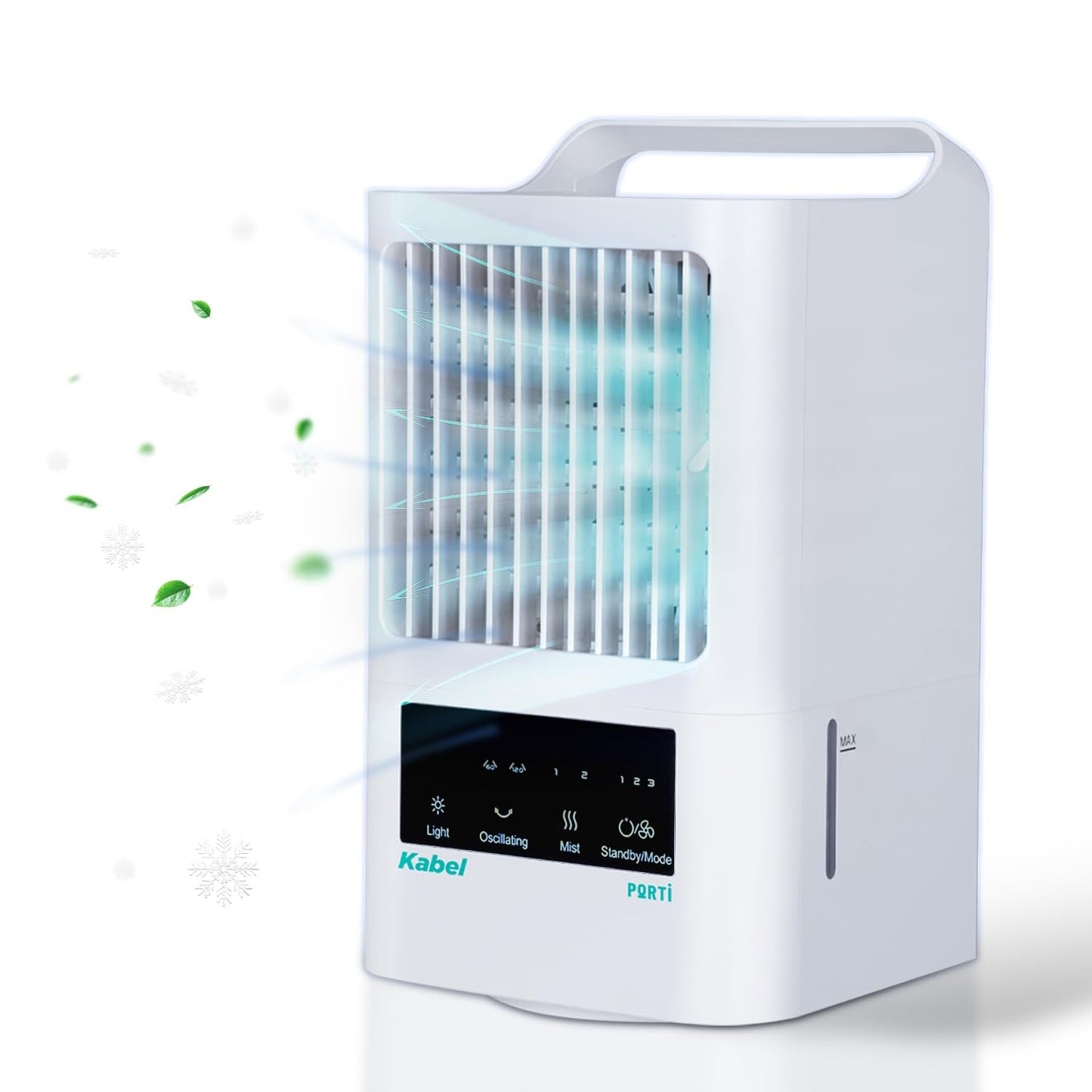 Mini Portable Air Conditioners | 4in1 USB Evaporative Air Cooler with Fan, Mist, Humidifier & Light | 60ยฐ/120ยฐ Oscillation, Touch Panel, 3 Speeds | Personal AC for Bedroom, Desk, Tent, Camping, Car
