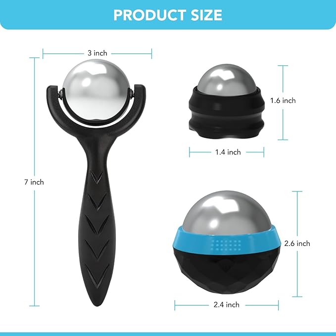 Cold & Hot Therapy Massage Balls – Set of 3 Ice and Heat Physical Therapy Tools for Deep Tissue, Myofascial Release, Trigger Point, Plantar Fasciitis - Back, Neck, Foot, Face, Muscle Pain Relief