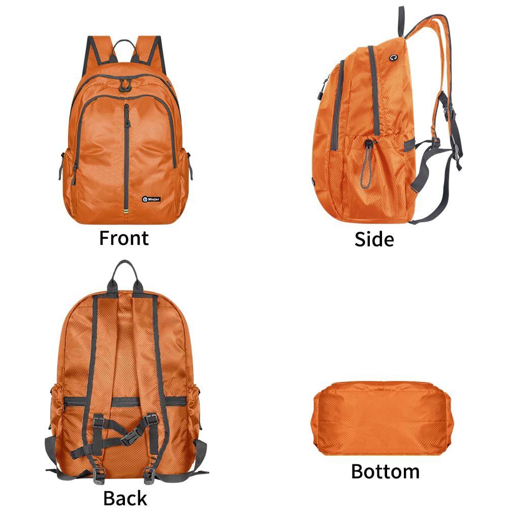 MIUJOR Lightweight Packable Foldable Backpack, Hiking backpack,Travel Backpack (Orange)