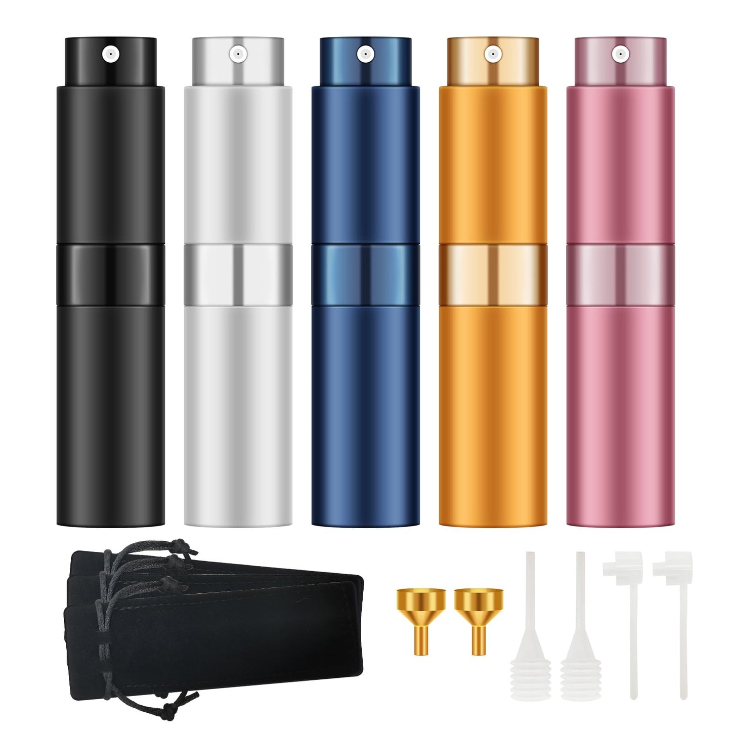Laimiod 5PCS Perfume Atomizer Travel, Refillable Cologne Containers, Dispenser Spray Empty Bottle for Liquid Dispenser (5 Colors)