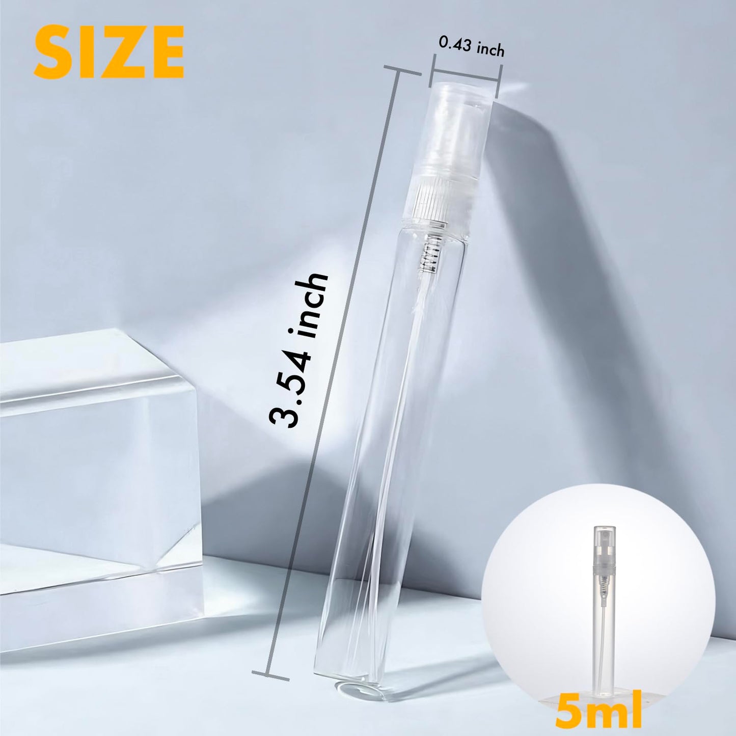 Chiallco Mini Perfume Sample Bottles, 10 Pack 5 ml Plastic Small Perfume Spray Bottle, Fine Mist, Portable Perfume Travel Refillable Bottle, 2025 Upgraded atomizer sprayer for perfume, Clear