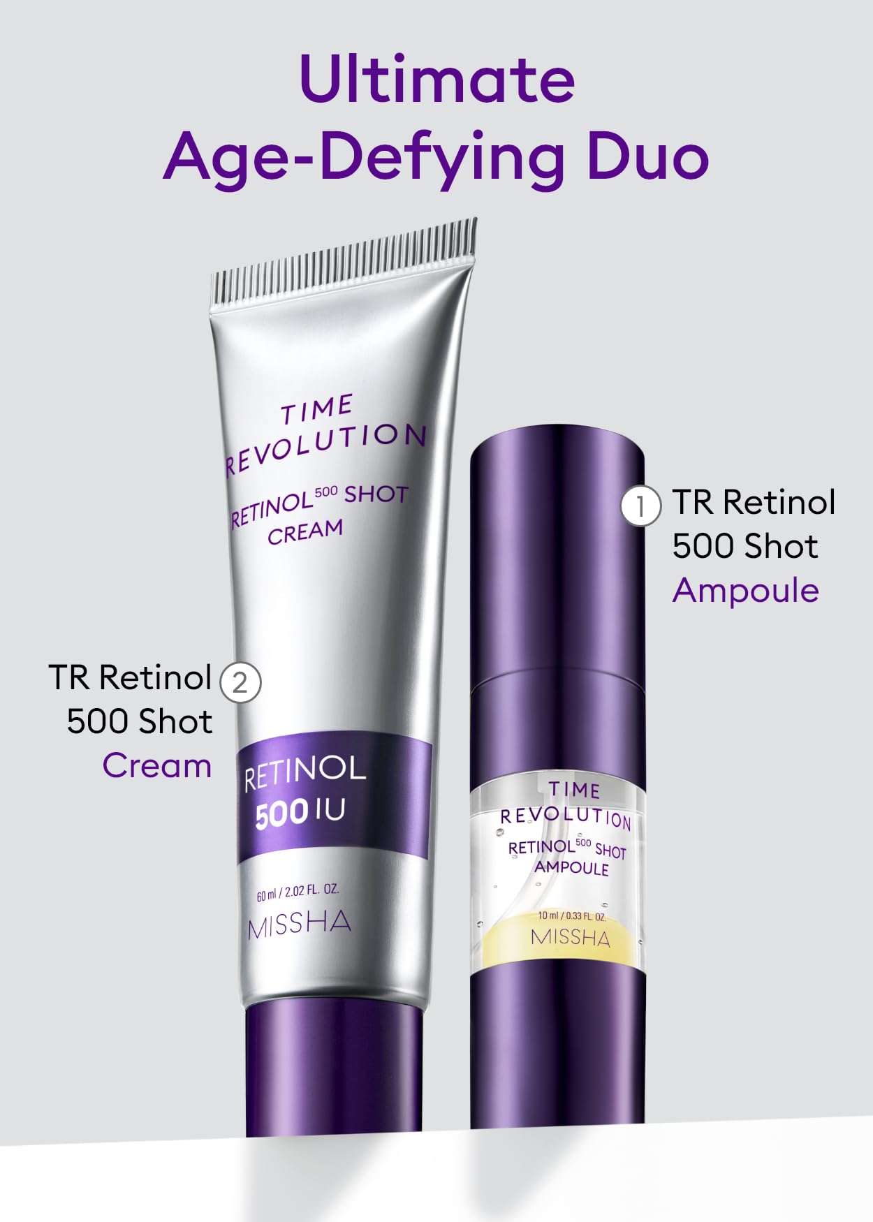 MISSHA Time Revolution Night Repair Retinol Intensive Ampoule 0.33 Fl oz - Advanced Korean Facial Serum for Skin Barrier Strengthening, Improved Elasticity, Radiance, Overnight Moisturization