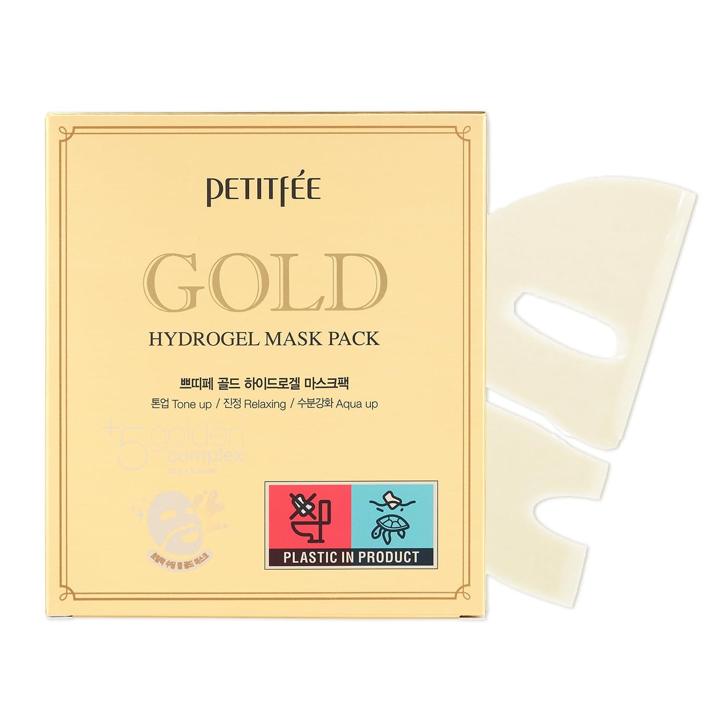 Gold Hydrogel Mask Pack 5ea - 24k Gold Face Mask for Moisturizing, Glow Skin, Hydrating, Skin Elasticity, Youthful Complexion, Ginseng, Collagen Facial Mask