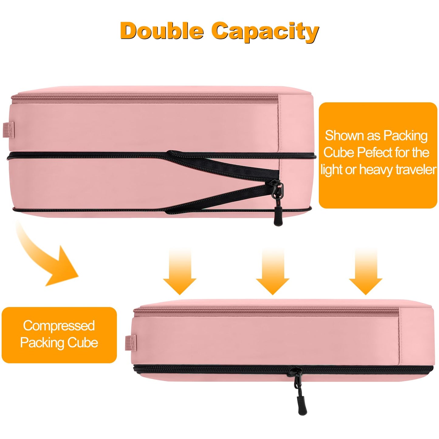 Compression Packing Cubes, Lumesner 8 Set Travel Packing Cubes for Carry on Suitcases, Compression Suitcase Organizers Bag Set & Travel Cubes (8-piece, Pink)