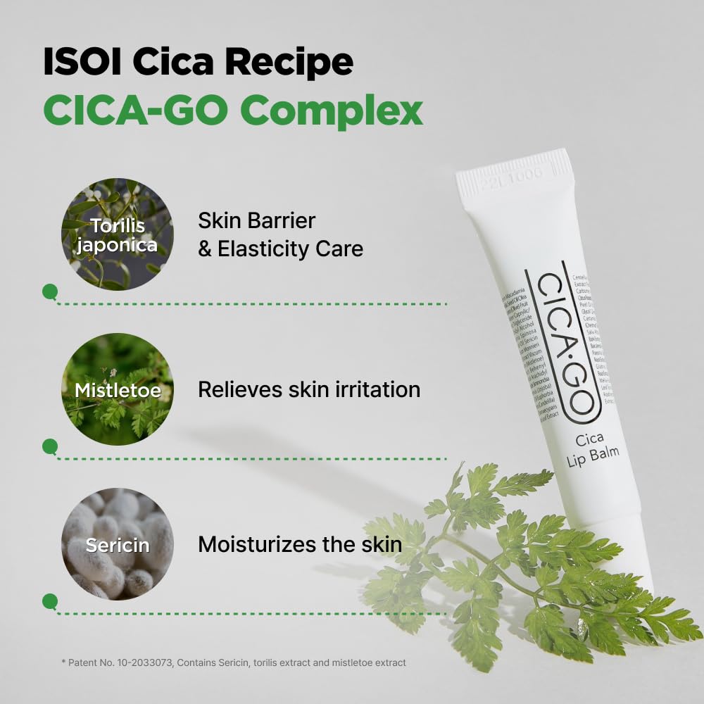CICAGO Cica Lip Balm, Daily Hydrating Lip Balm for Dry & Chapped Lips, Deep Moisture & Soothing Cica Care, Korean Skin Care (0.34 fl. oz, 10g)