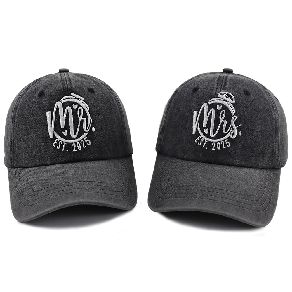 2025 Wedding Gifts for Bride Groom, Couples Her Wifey Mr Mrs Engagement, Honeymoon Outfits Essentials Baseball Cap for Bridal Gift Black