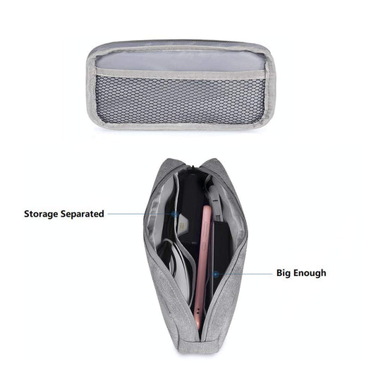 ERCRYSTO Universal Electronics/Accessories Soft Carrying Case Bag, Durable & Light-weight,Suitable for Out-going, Business, Travel and Cosmetics Kit (Big-Gray)