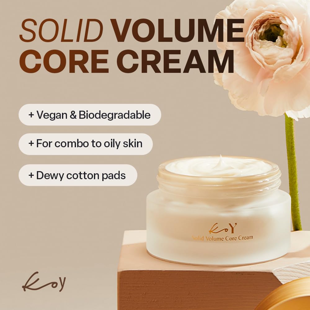 KOY Solid Volume Core Collagen Cream - Collagen Face Moisturizer for Deep Hydration and Skin Density with Skin Defender Complex - Overnight Anti-Aging - Korean Skin Care, 1.69 fl.oz