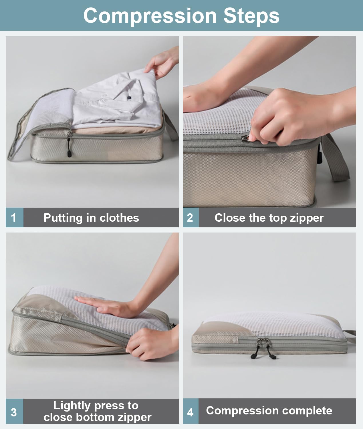 Barsine Large Compression Packing Cubes for Travel 4 Set Luggage Suitcase Organizer Bag Traveling Essentials