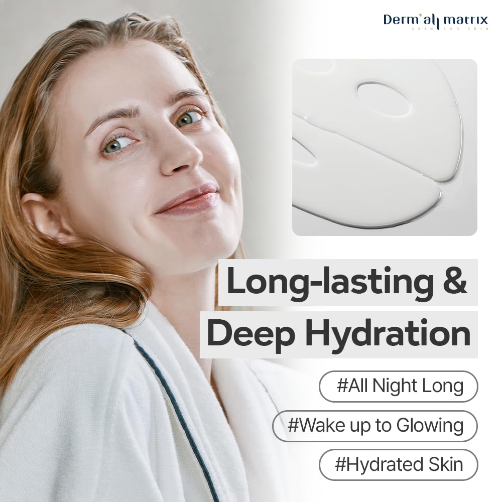 DERM·ALL MATRIX Daily Facial Dermal-care (35g/sheet) Overnight mask pack,Lifting and Hydrating,Soothing, Exfoliating,Skin Nourishing,Collagen sheet mask for wrinkles and dry skin. (4sheets/1week)