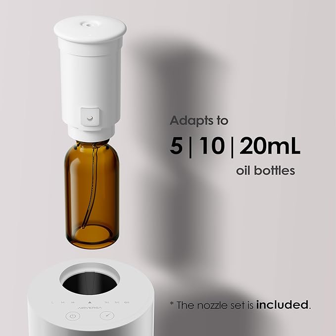 Waterless Essential Oil Diffuser Starter Kit with 30mL Fragrance Oil Inspired by Four Seasons Hotel, Battery Operated Mini Scent Air Machine Portable Diffuser for Home Car Office, White AN6