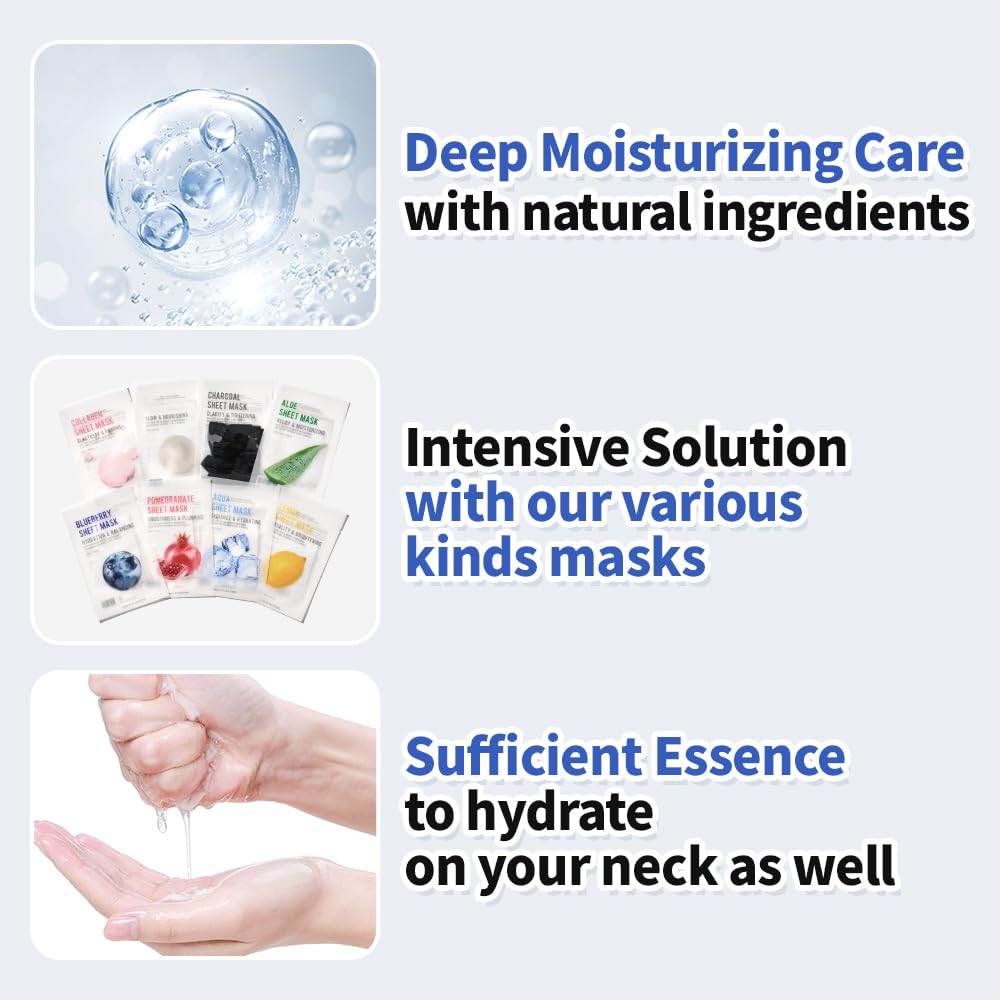 EUNYUL Purity Korean Collagen Face Mask for Skincare 8 Types x 1 Set Hydrating and Nourishing