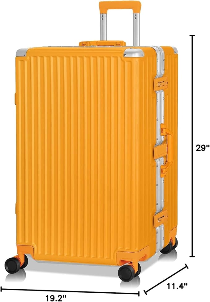 AnyZip Luggage Aluminium Frame Suitcase Hard Shell TSA Lock No Zipper 28In Orange