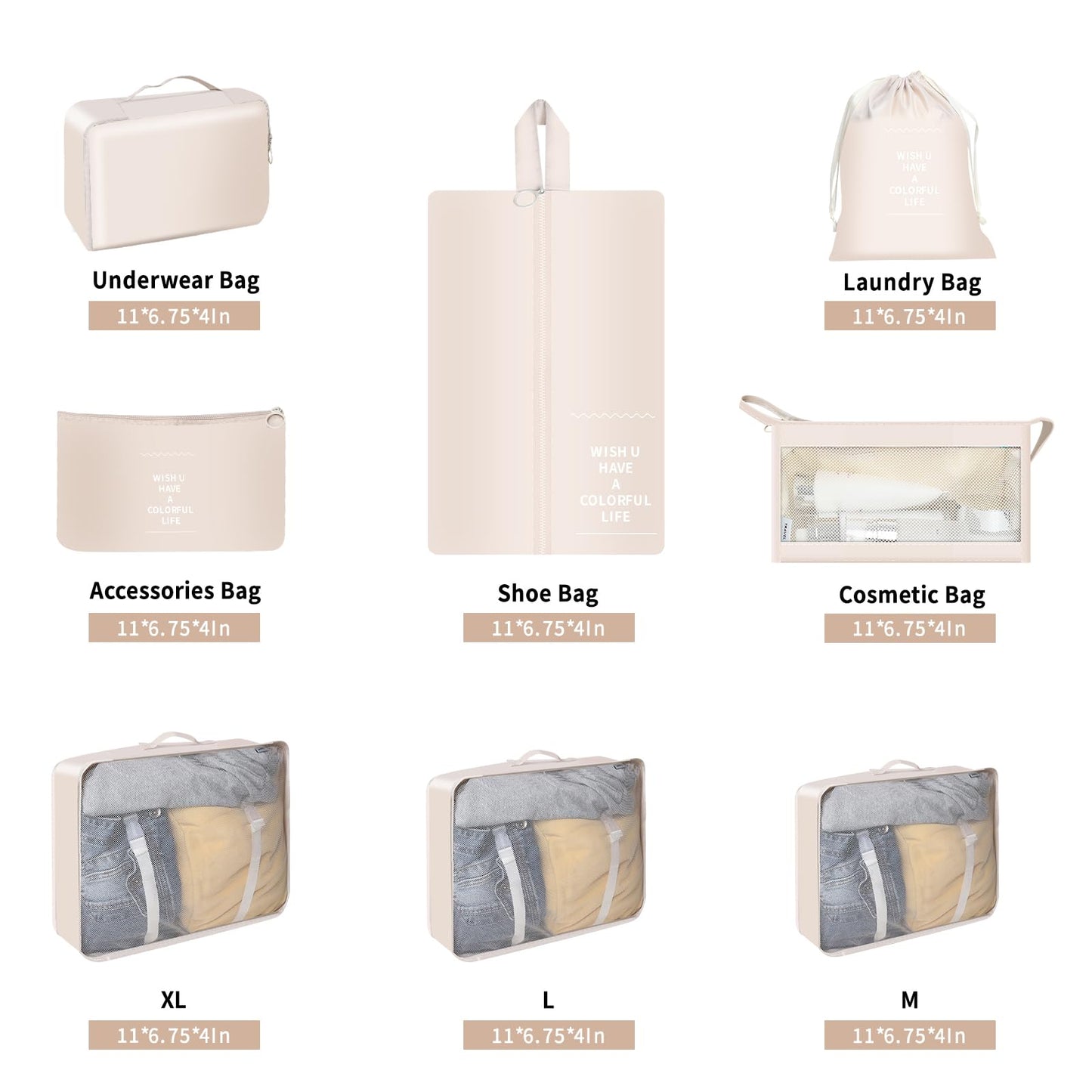 8 Set Packing Cubes for Travel,Packing Cubes Travel Luggage Packing Organizers with Shoe Bag Travel Cubes with Laundry Bag Luggage Organizer Bags for Travel Essentials