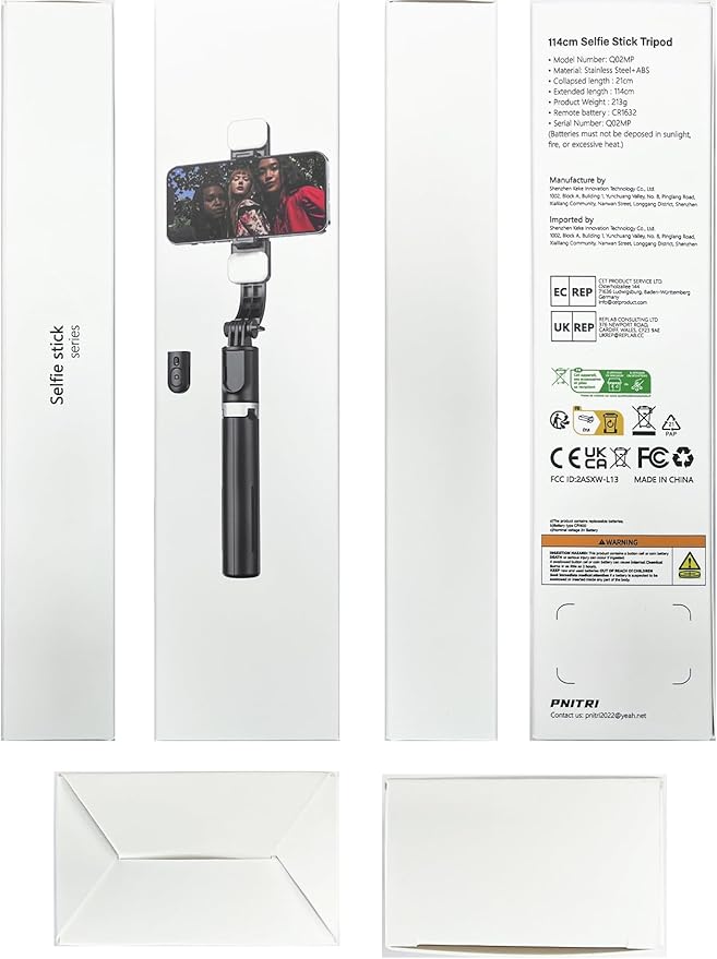 45'' Selfie Stick with Light, Travel Tripod Essentials with Wireless Remote, Portable Cell Phone Tripod Stand, Beach Cruise Ship Essentials for Family, Compatible with 4-7.2" All Smartphone