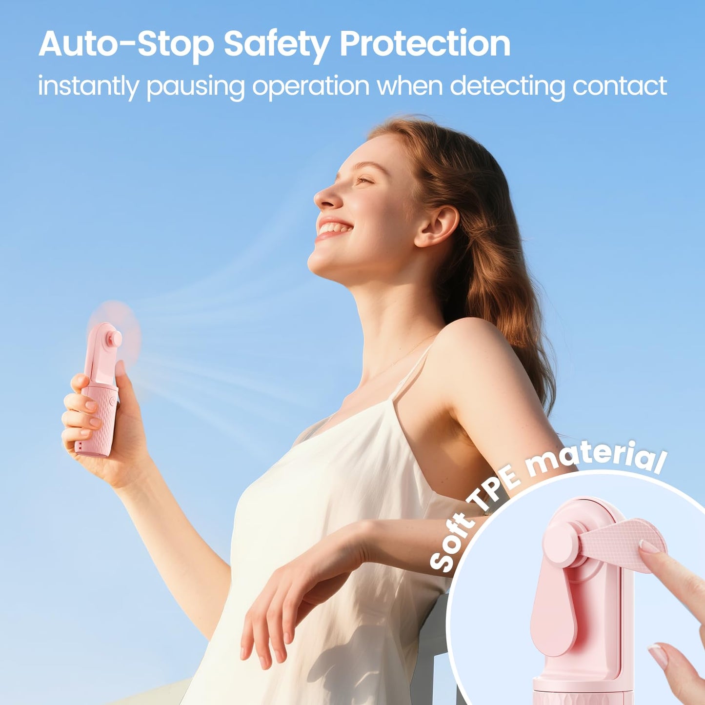 Handheld Mini Fan, Rechargeable Battery Operated small Portable Fan Up to 15 Working Hours, Powerful Safety Design Pocket Fans for Travel/Outdoor/Concert/Beach/Make-up, Gifts for Mom, Teens, Pink