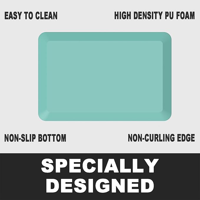 1" Extra Thick Anti Fatigue Floor Mat 60" L x 17" W,Kitchen Mat, Standing Desk Mat,140D Advanced PU Foam Ergonomic Comfort at Home, Office, Garage, Sink (Teal)