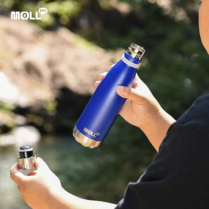 Kids Water Bottle for School-12 oz Stainless Steel Double Wall Vacuum Insulated Sports Water Bottle Reusable Metal Leak Proof Cola Shape Flask for Girls(Royal Blue)