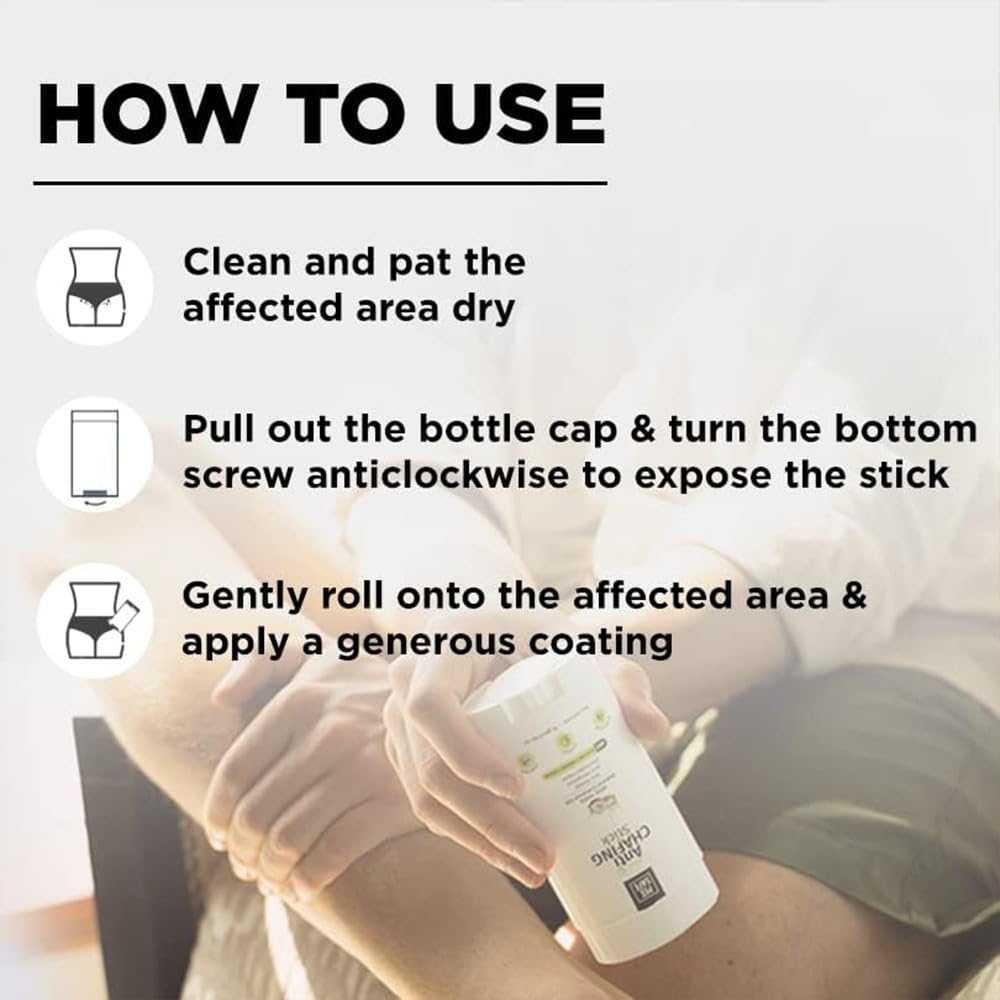 Pee Safe Anti Chafing Stick | With Natural Coconut Oil & Aloe Vera | Non Greasy Balm for Thigh, Underarm, Groin | pH Balanced Skin Protection for Men & Women | 2.65 Oz (75g)