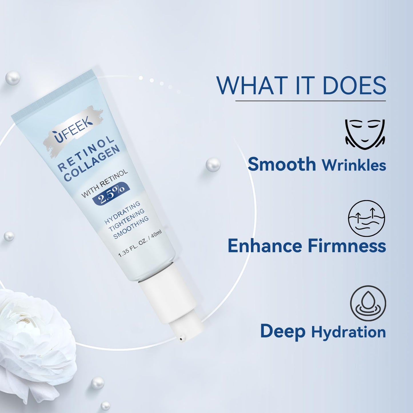 Retinol Moisturizer Face Cream with Collagen, Hyaluronic Acid – Anti Aging & Hydrating Cream for Face, Chest & Body – Instant Face Lift Cream, Neck wrinkle cream for Men & Women, 1.35 FL OZ