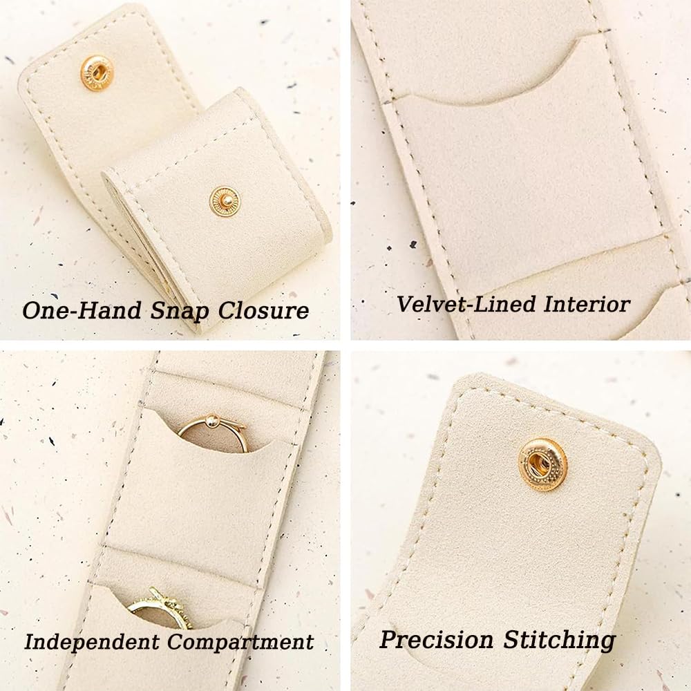 KYAOBEY Mini Travel Jewelry Bag, Mini Travel Jewelry Roll Bag with Buckle, Portable Foldable Travel Jewelry Organizer Case for Bracelet Rings Necklace for Traveling Gifting (6PCS)