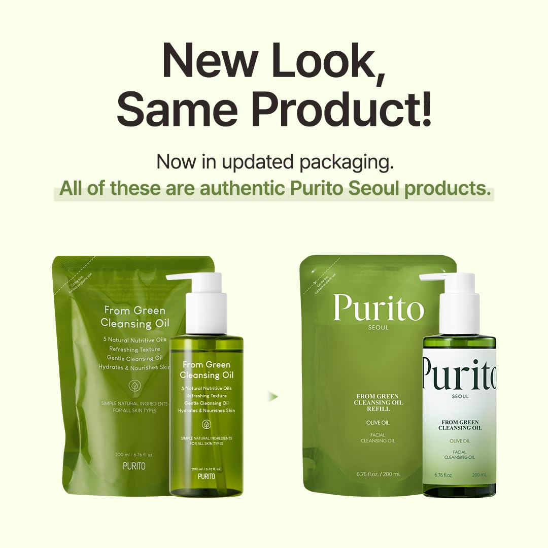 PURITO From Green Cleansing Oil Set(Original+Refill), Fragrance-Free, Gentle Vegan Oil Cleanser for Face & Eyes, for Sunscreen & Waterproof Makeup, Cruelty-Free Korean Skin Care 13.52 fl.oz / 400ml