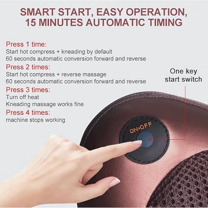 Shiatsu Back and Neck Massager with Heat – Deep Tissue, Pain Relief Pillow for Neck, Shoulders, Legs, Feet – Relaxing Electric Massager for Home, Car & Office Use