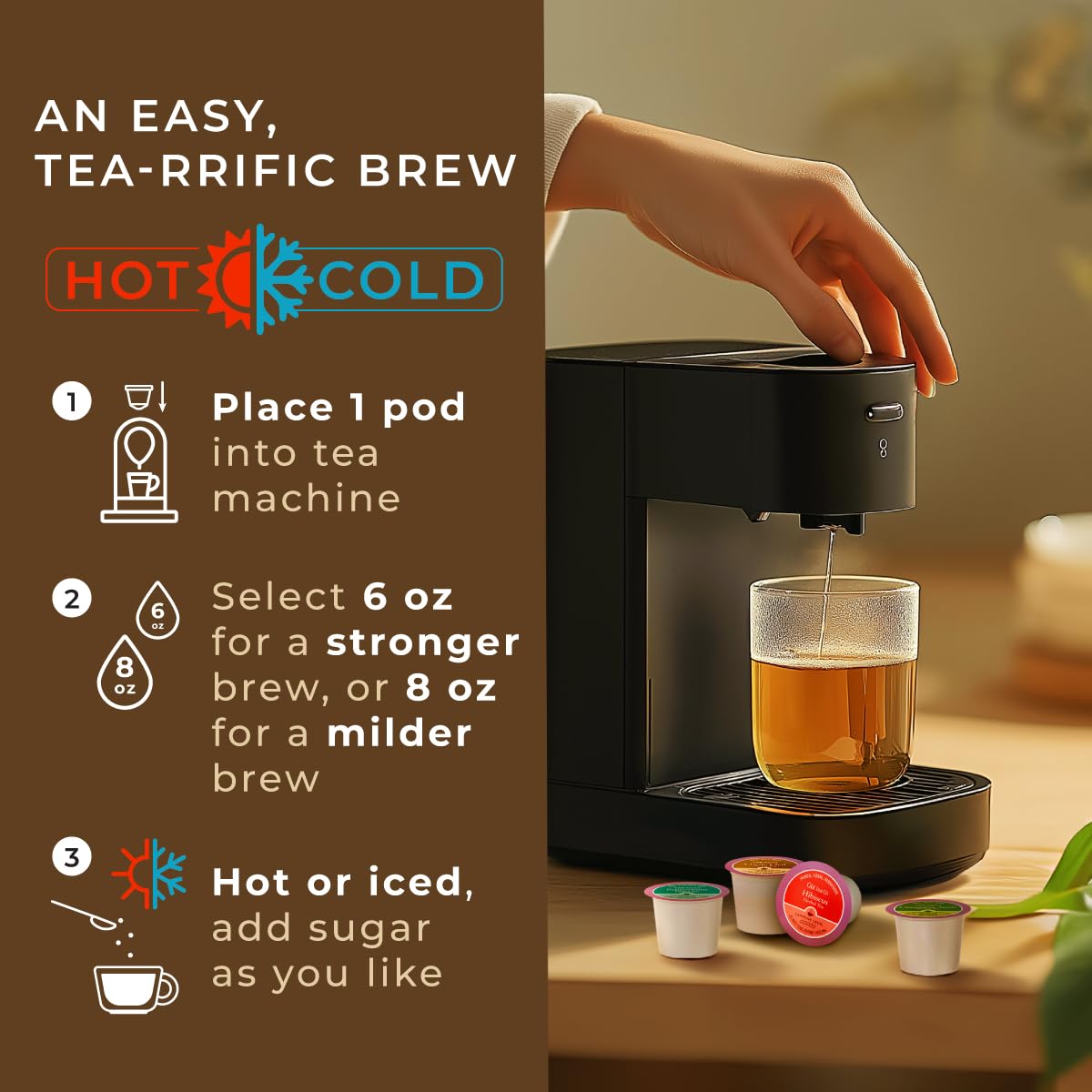 Gya Tea Co Caffeine Free Tea Gift Set Purely Herbal Collection Tea Pod (16 ct) - 7 Flavors Assorted Variety Pack with Hibiscus, Chamomile & Ginger