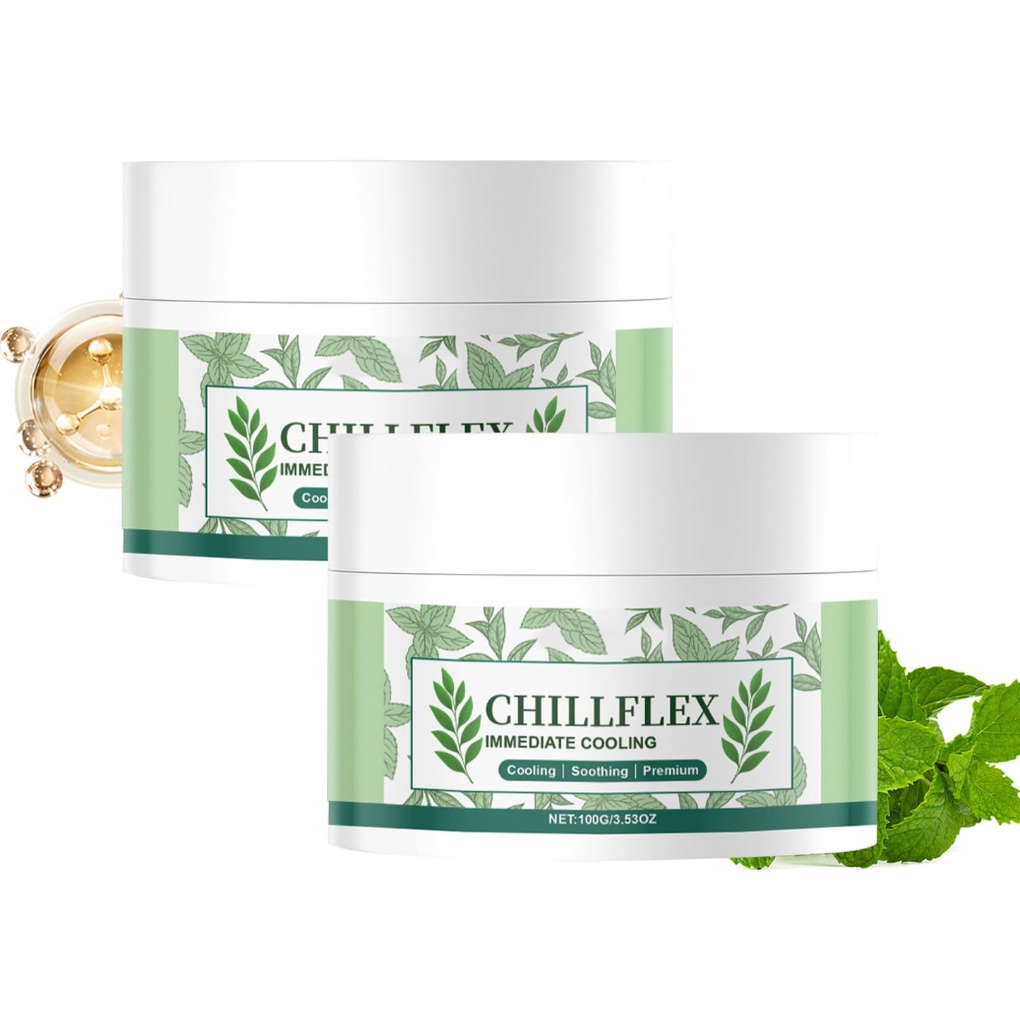 Chillflex Instant Cooling Relief Cream,Soothing Cooling Gel for Skin, Non-Greasy Formula, Perfect For After Sun Care & Daily Refreshment (2 Packs)