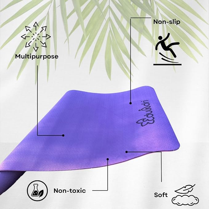 "Premium Extra Thick Yoga Mat With Strap-6mm Non-Slip,Eco-friendly,High-Density TPE,Ideal For Home,Gym, Perfect Exercise Mat for Pilates & Studio-72 L*24 W, Available In Rectangular & Arch Shapes"