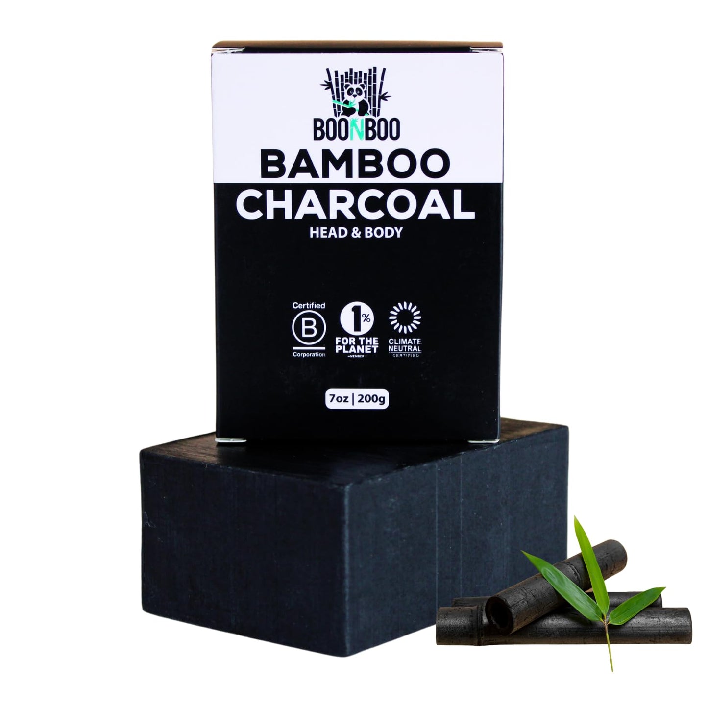 BOONBOO Bamboo Charcoal Body Soap | 7oz / 200g | African Black Bar