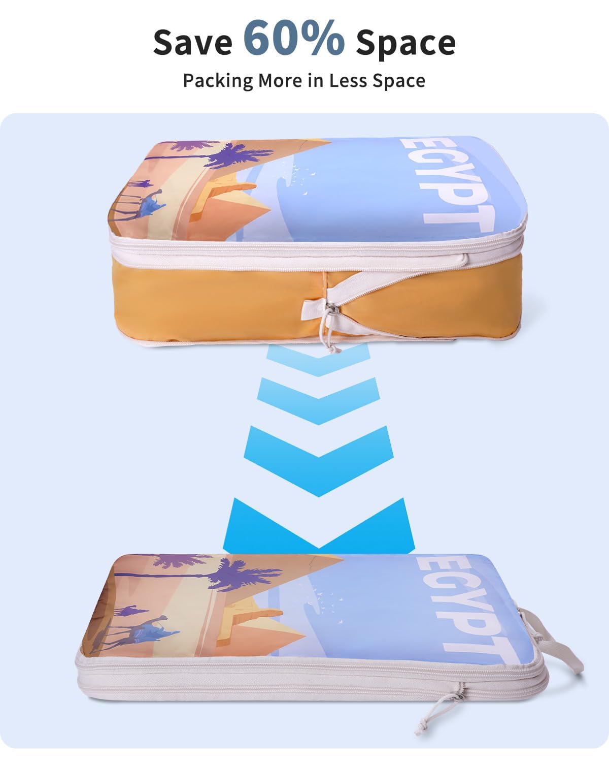 Ceneda 7 Set Compression Packing Cubes for Travel, Expandable Luggage Organizer with Shoe & Laundry Bags, Lightweight Suitcase Packing Cubes for Women & Family, Carry-On, Cruise, Vacation (City Print)