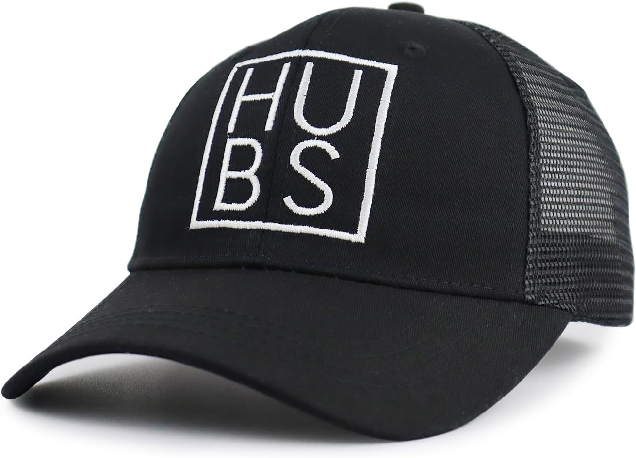 Mr and Mrs Gifts, Hubby Gifts for Men, Wifey Hat for Women, 2 PCS Hubs and Wife Trucker Baseball Cap, Just Married Gift for Husband Wife Black