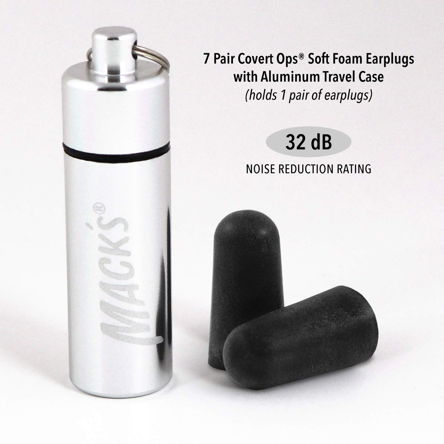 Mack's Covert Ops Soft Foam Shooting Ear Plugs, 7 Pair Plus Travel Case - 32 dB High NRR, 37dB SNR - Comfortable Earplugs for Hunting, Tactical, Target, Skeet and Trap Shooting