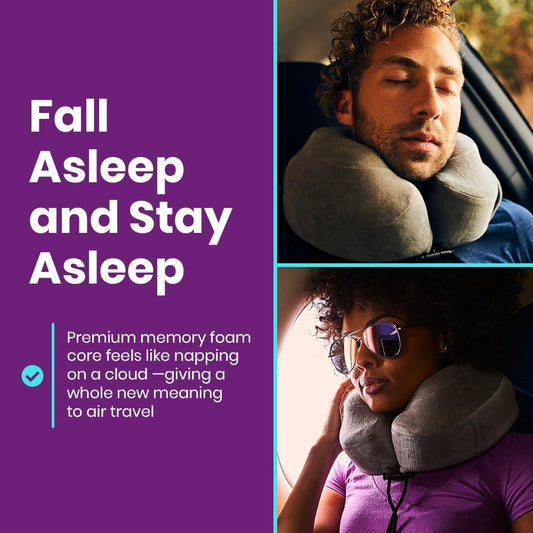 Cabeau Evolution Classic Neck Support Pillow - Neck Pillow for Traveling - Memory Foam Airplane Pillow with 360-Degree Comfort - Head & Chin Support Pillows for Sleeping Upright - (Navy)