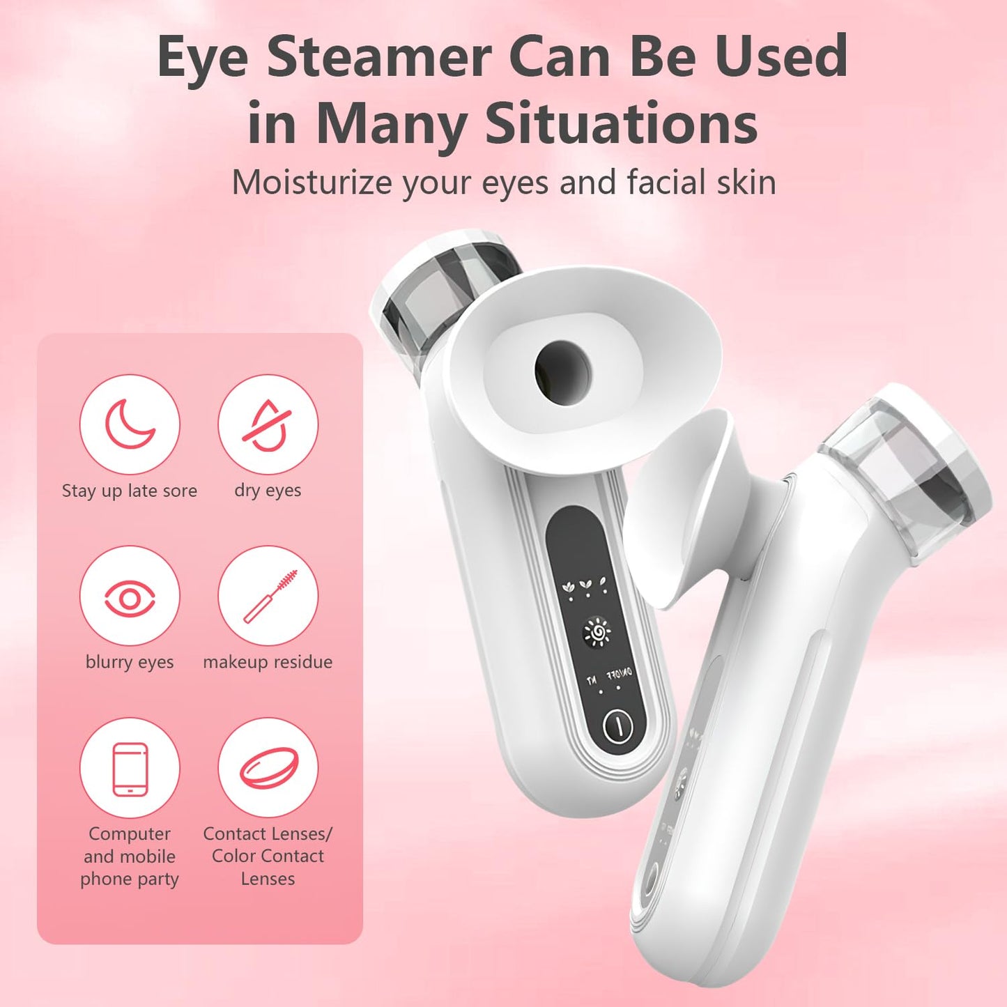 Eye Steamer for Dry Eyes, Heated Eye Steam Sprayer, Portable Nano 2 in 1 Eyes Mist Steamer, Rechargeable Heated Eye Masks for Moisturizing & Cleaning for Face for Home & Travel Use