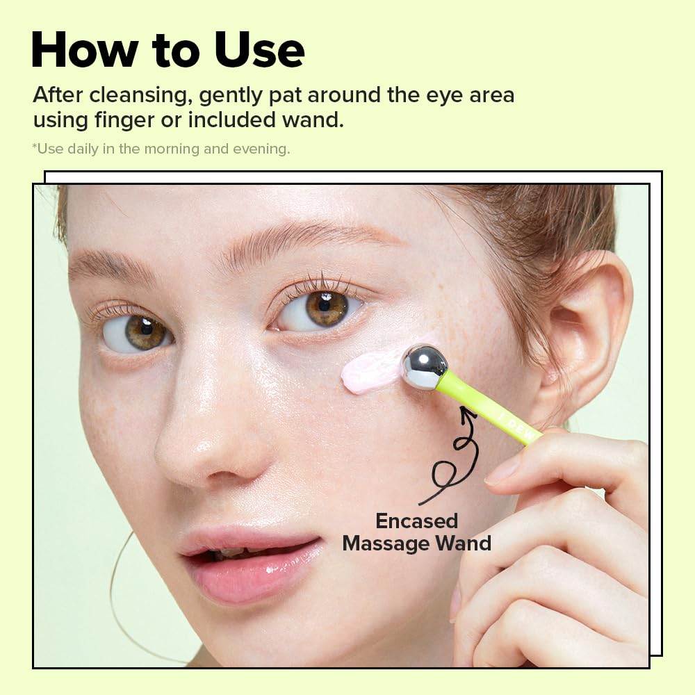 I DEW CARE Vitamin C Eye Cream & Roller Set - Glow-Key | Korean Skin Care, Dark Circles Reducer, Treatment with Hyaluronic Acid, Niacinamide, Cooling Eye Stick Ball 0.50 FL Oz