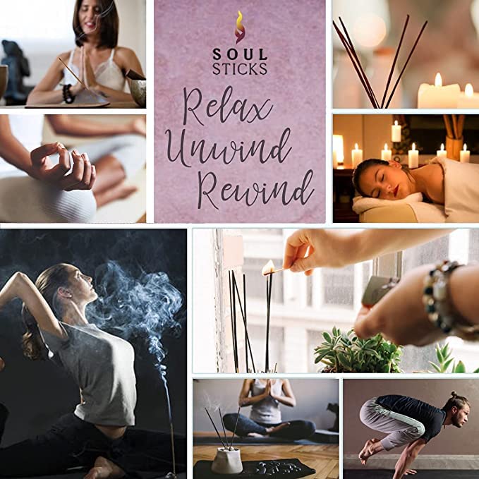 Soul Sticks Hand-Rolled Incense Sticks Variety 4 Pack | 100% Natural Masala Incense Organic Home Fragrance Agarbatti | 15 Grams Per Pack - 60 Grams Total (Magical Bliss) (Peace & Love)