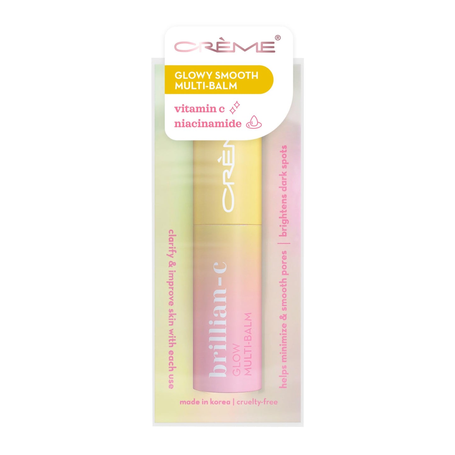 The Crème Shop BRILLIAN-C Glow Multi-Balm - Makeup Primer, Moisturizer & Lip Balm - Made in Korea - Vitamin C Balm Stick