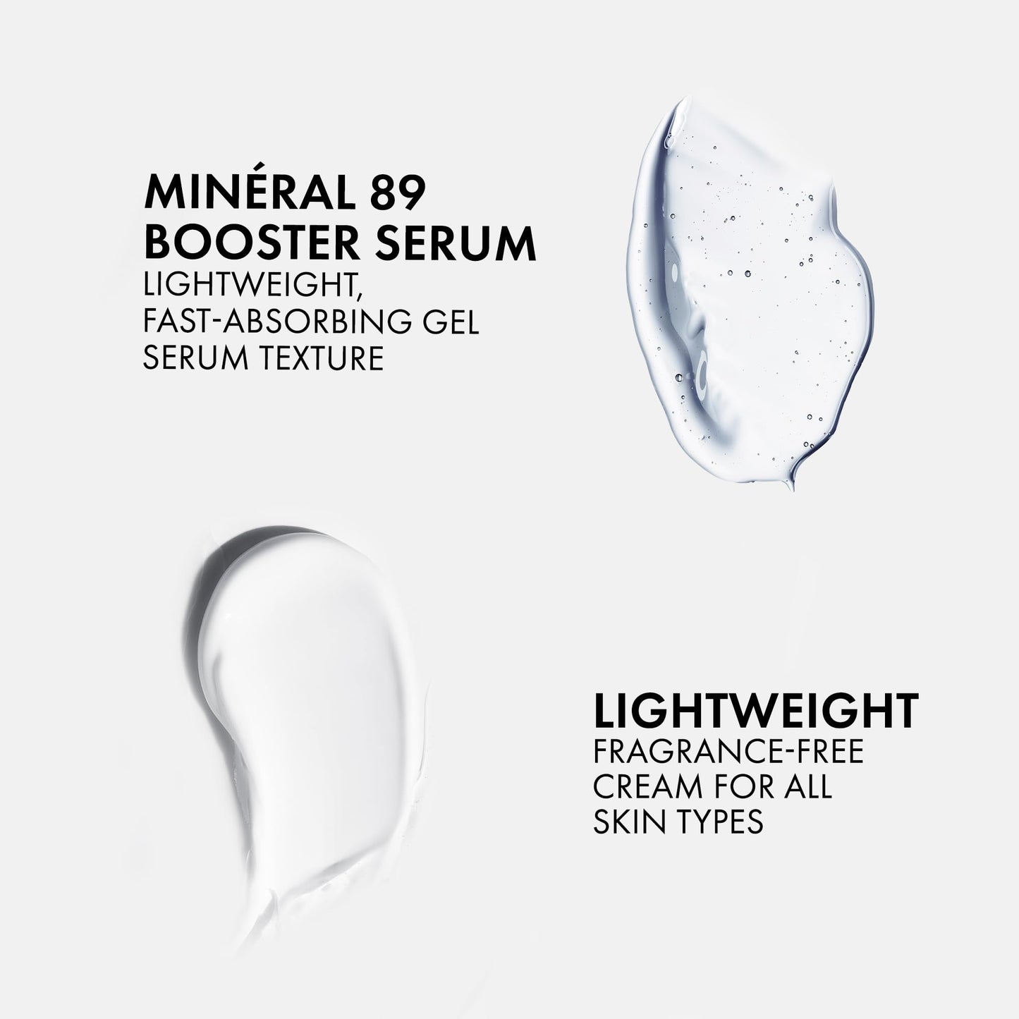 Vichy Fragrance Free Hydration Power Duo, Skin Care Set with Mineral 89 Booster Serum & Mineral 89 Fragrance Free Cream, Moisutrizing Face Cream & Hyaluronic Acid Serum