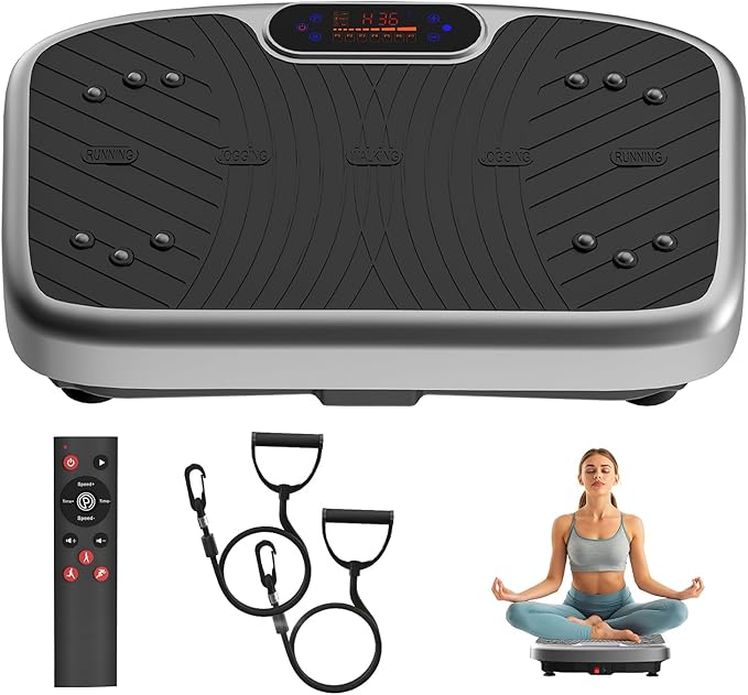Vibration Plate Exercise Machine, Vibrating Plate Platform for Lymphatic Drainage with 200 Adjustable Speeds, Power Vibration Plate for Weight Loss & Fitness, Supports Max Weight 450 Lbs