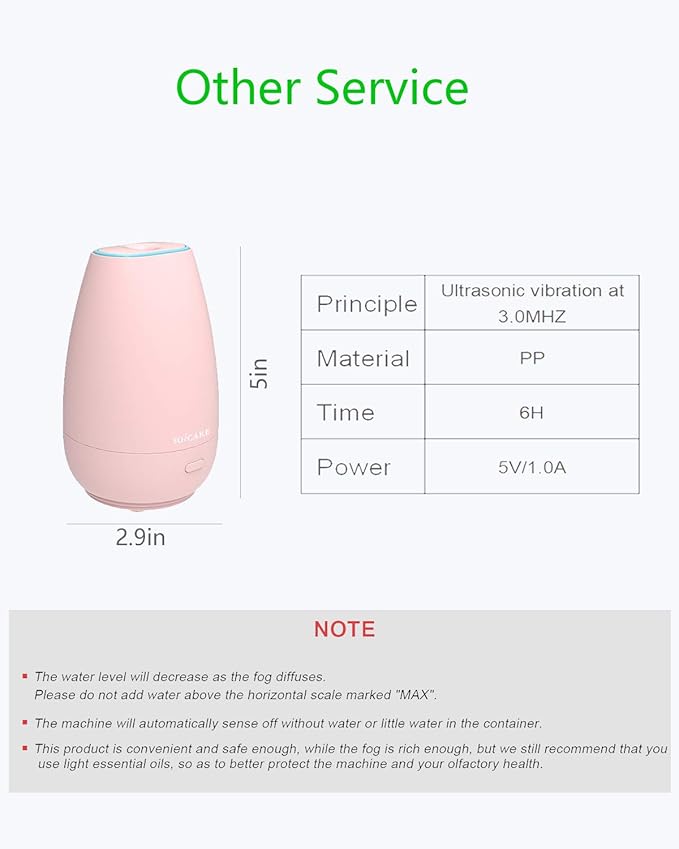 SOICARE Car Diffuser,Small Portable Car Essential Oil Diffuser with Built-in USB Cable,Mini Aromatherapy Diffuser for Travel/Office/Home (Pink)