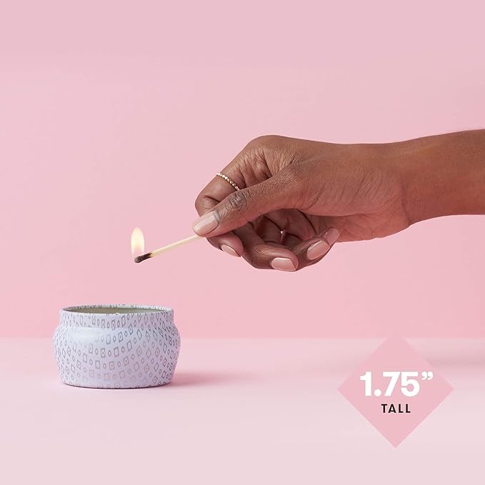 Capri Blue Volcano Scented Mini Tin Candle - Printed Mini Tin Jar Candle - Luxury Candles for Home Scented with Tropical Fruit & Sugared Citrus - Soy Candle Wax Blend - White Candle (3 oz)