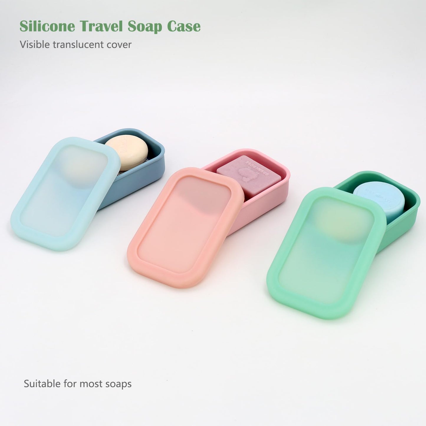 OLAMAR Solid Shampoo Bar Holder,Silicone Travel Soap Case,Enhanced Leak Proof Soap Container with Drainage Layer Soap Holder, Suitable for Bathroom,Camping and Gym (Blue, Large)