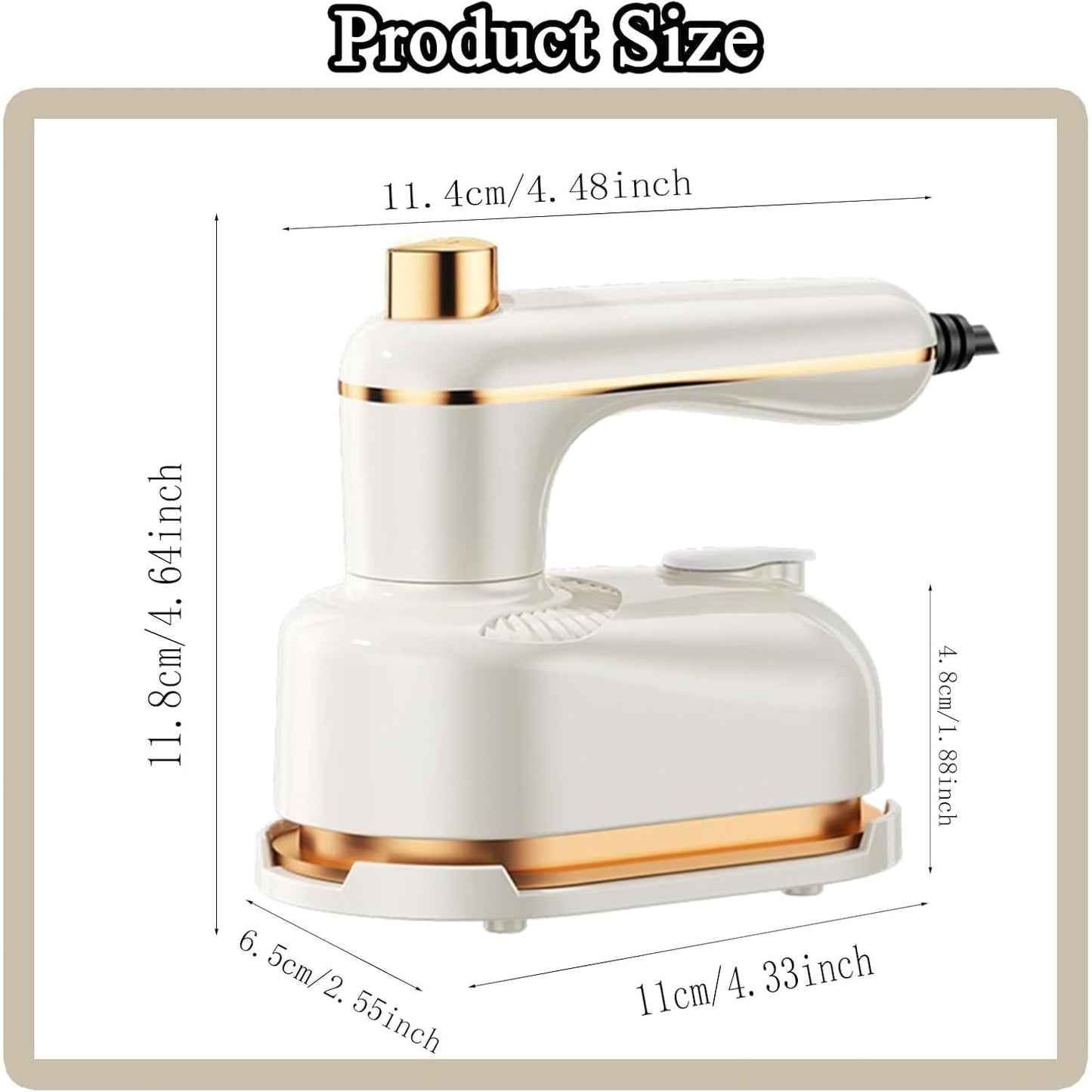 2-in-1 Handheld Steam Iron with Anti-Scald Base – Compact Portable Steamer for Clothes, 1000W Fast Heating in Just 5 Seconds – Ideal Mini Travel Iron for Home & Dorm(Milky white)