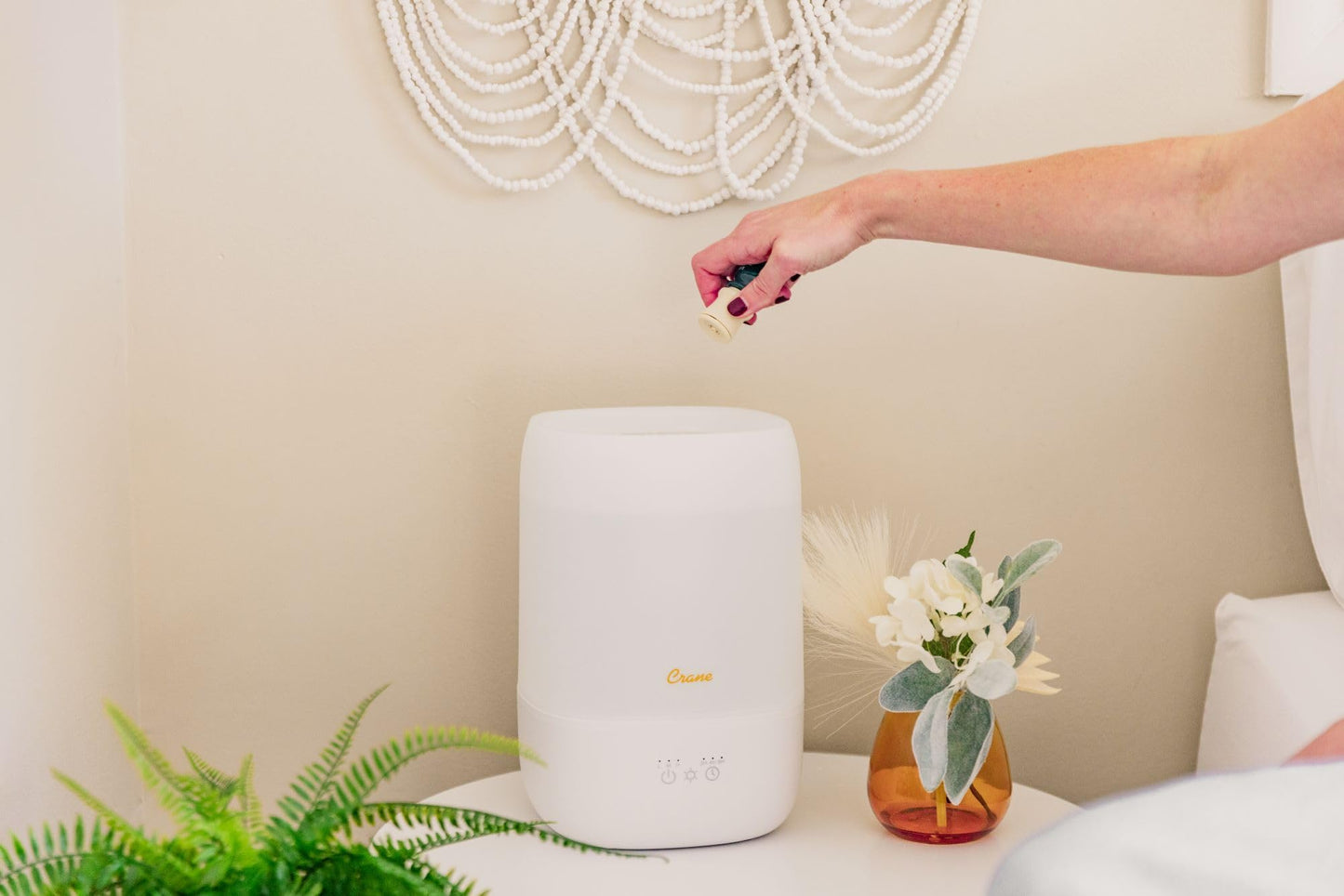 Crane Ultra-Quiet 3-in-1 Humidifier for Baby with Essential Oil Tray, 7-Color Sleep Light, 1 Gallon Top-Fill Tank, Ideal for Bedroom