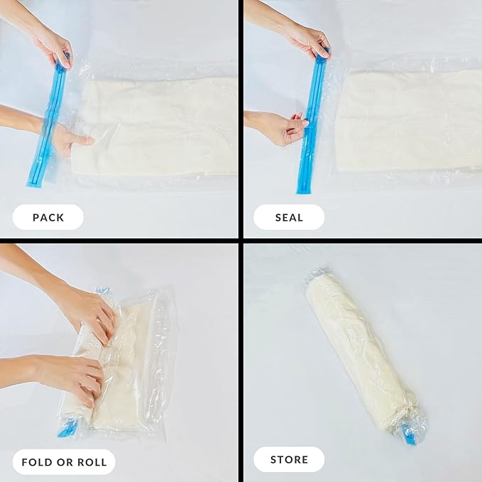 18 Pack Compression Bags for Travel, Roll Up Space Saver Bags for Clothes Storage, Compact Packing travel organizer for Luggage, Suitcase, Backpack, No Pump or Vacuum Needed