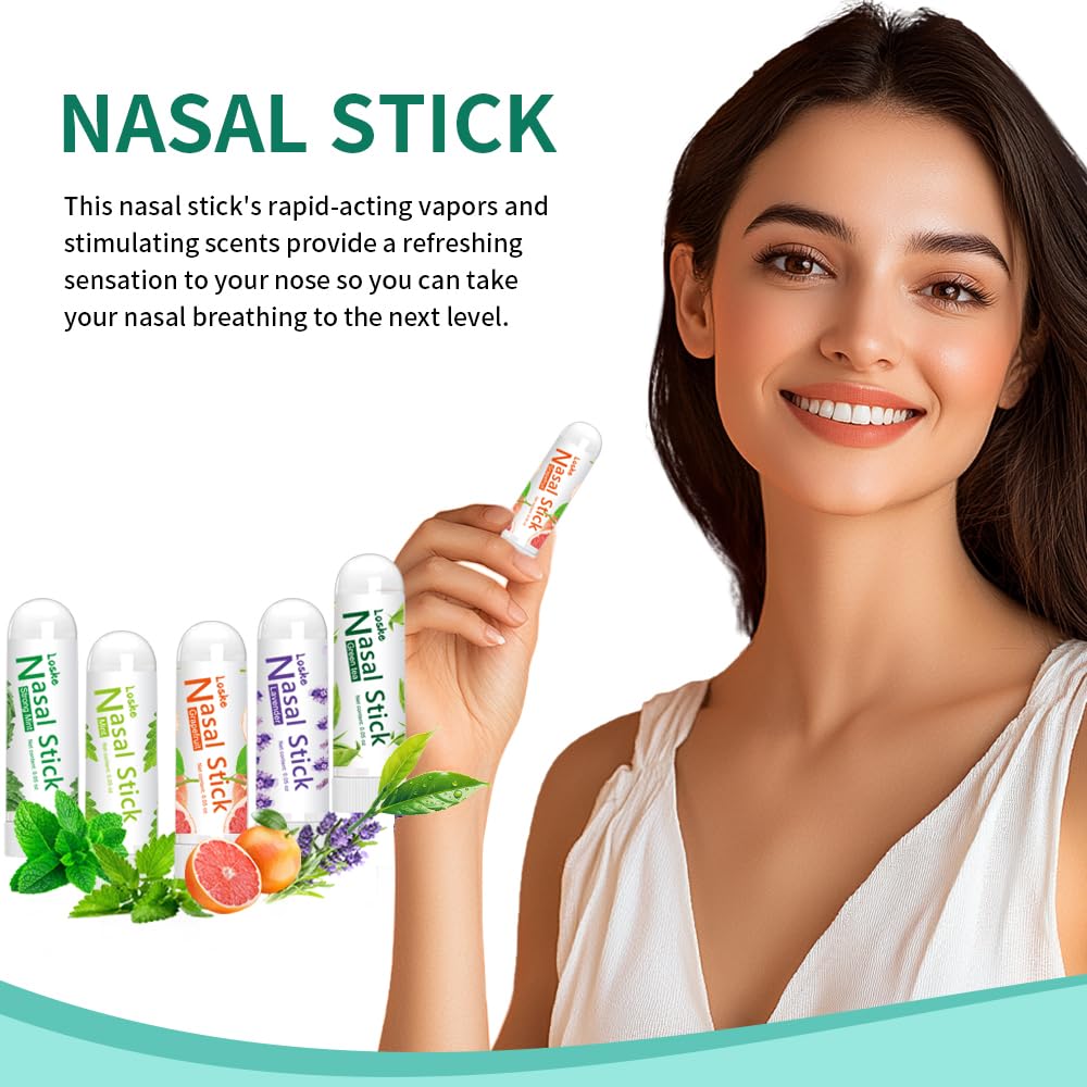 Nasal Stick, Instant Relief and Refreshment, Travel Size, Quick Acting Long Lasting Invigorating Scent, Non Irritating Nasal Inhaler (Large, Mint, Strong Mint, Grapefruit, Lavender, Green Tea)