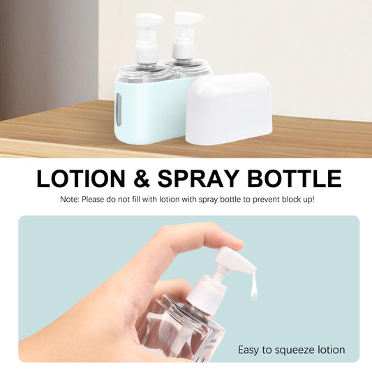Skycase Travel Bottles - Leak Proof Refillable Tsa Approved Travel Size Toiletries, 2 in 1 Liquid Bottles Containers with Labels and Funnel Airplane Accessories Kits for Lotion Liquid (Blue)